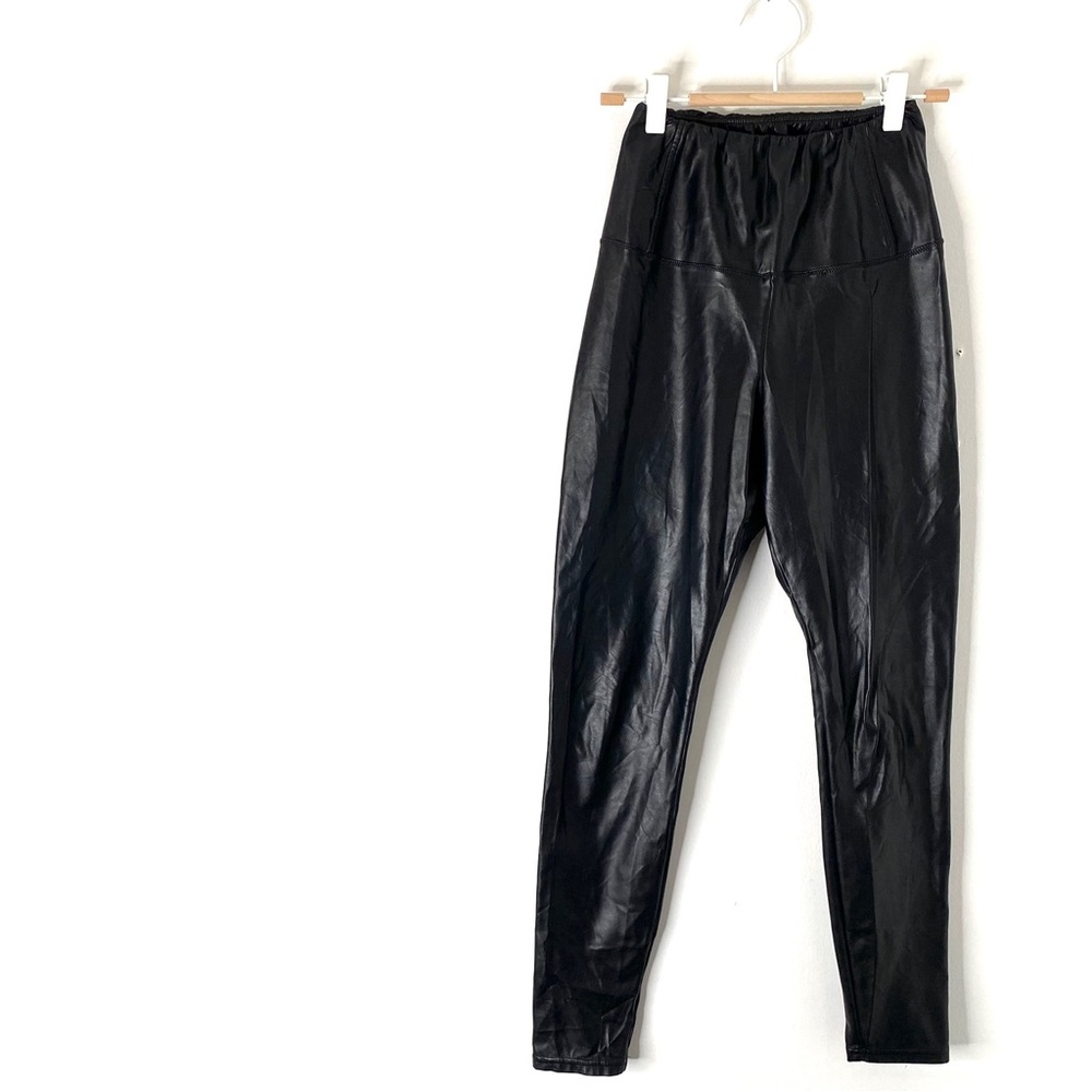 Wilfred Black Vegan Leather High Waist Pants Pull-On Stretch Elastic Waist